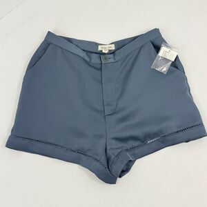 Silence and Noise Slate Blue High Waisted Silky Shorts NEW